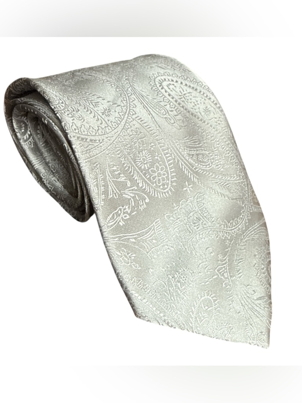 Vesuvio Napoli Silver Paisley Tie Classic Formal Wedding